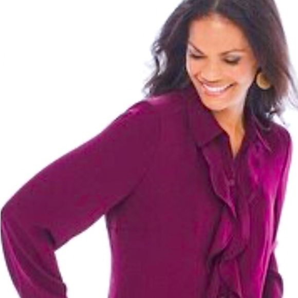 Lane Bryant Womens Fuchsia Sweater with Ruffles - Picture 1 of 8